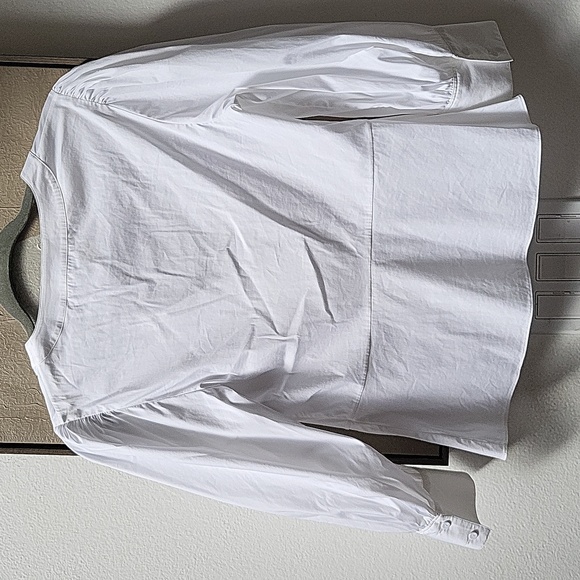 Theory white button Gathered Sleeve Top - Picture 5 of 5